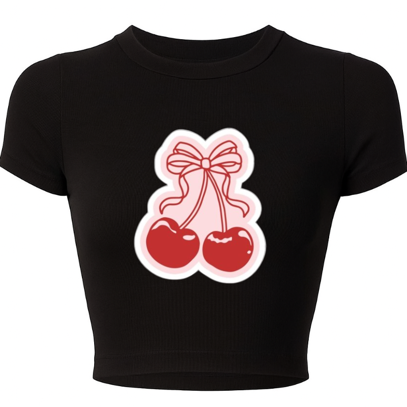 Cherry graphic crop top