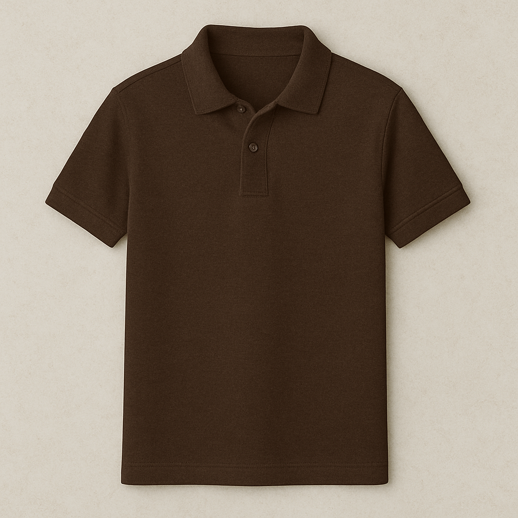 Plain dark brown polo T-shirt