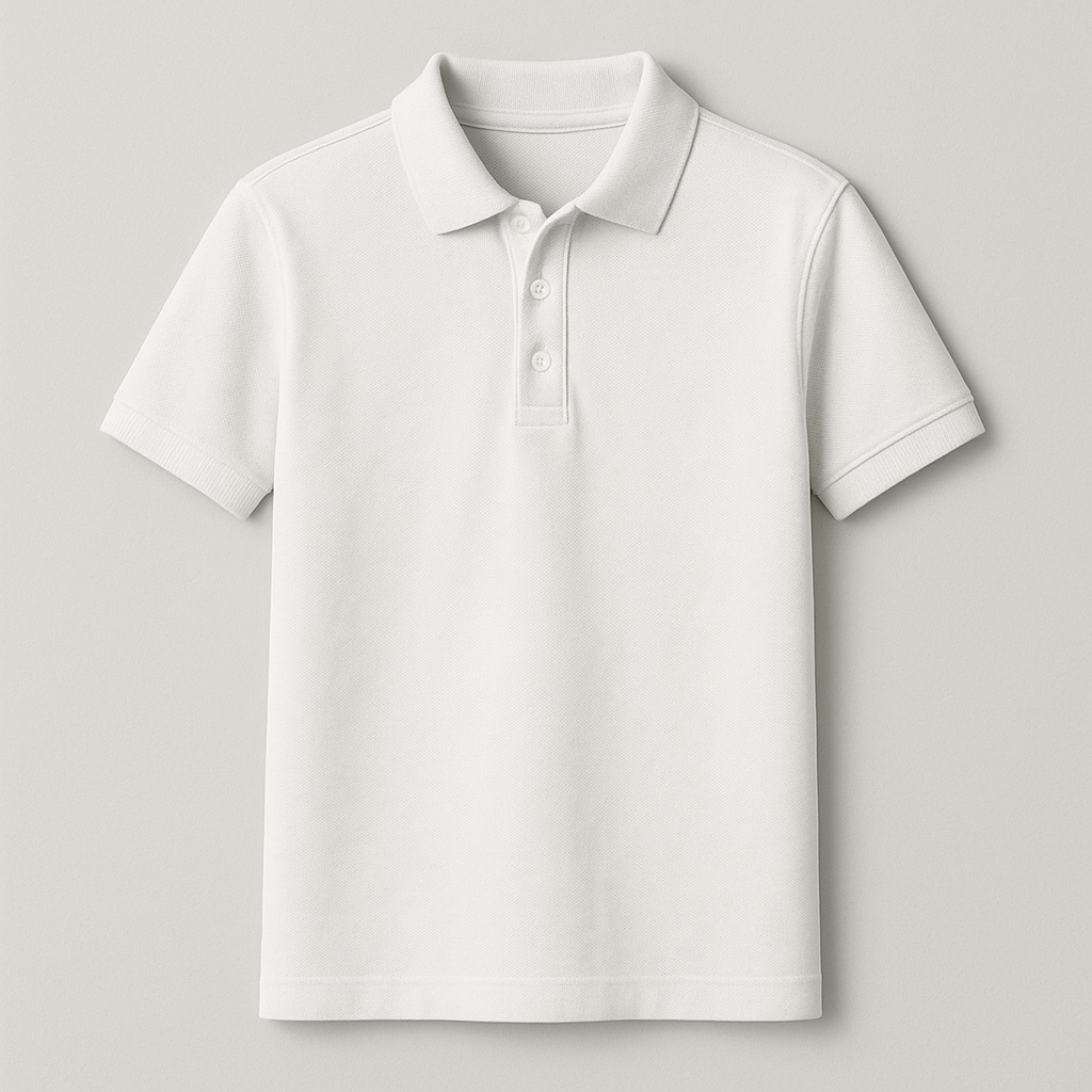 Plain white polo T-shirt