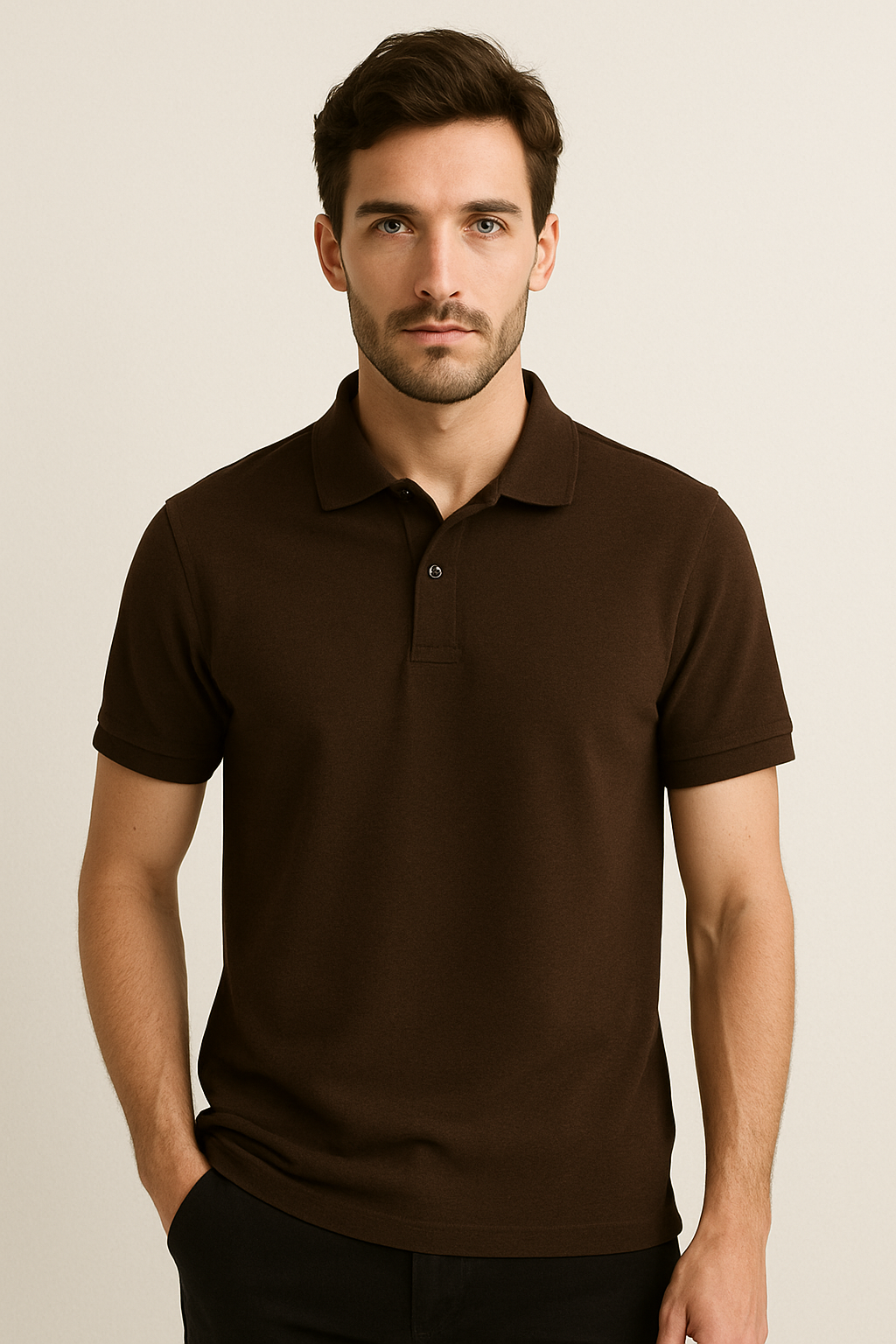 Plain dark brown polo T-shirt