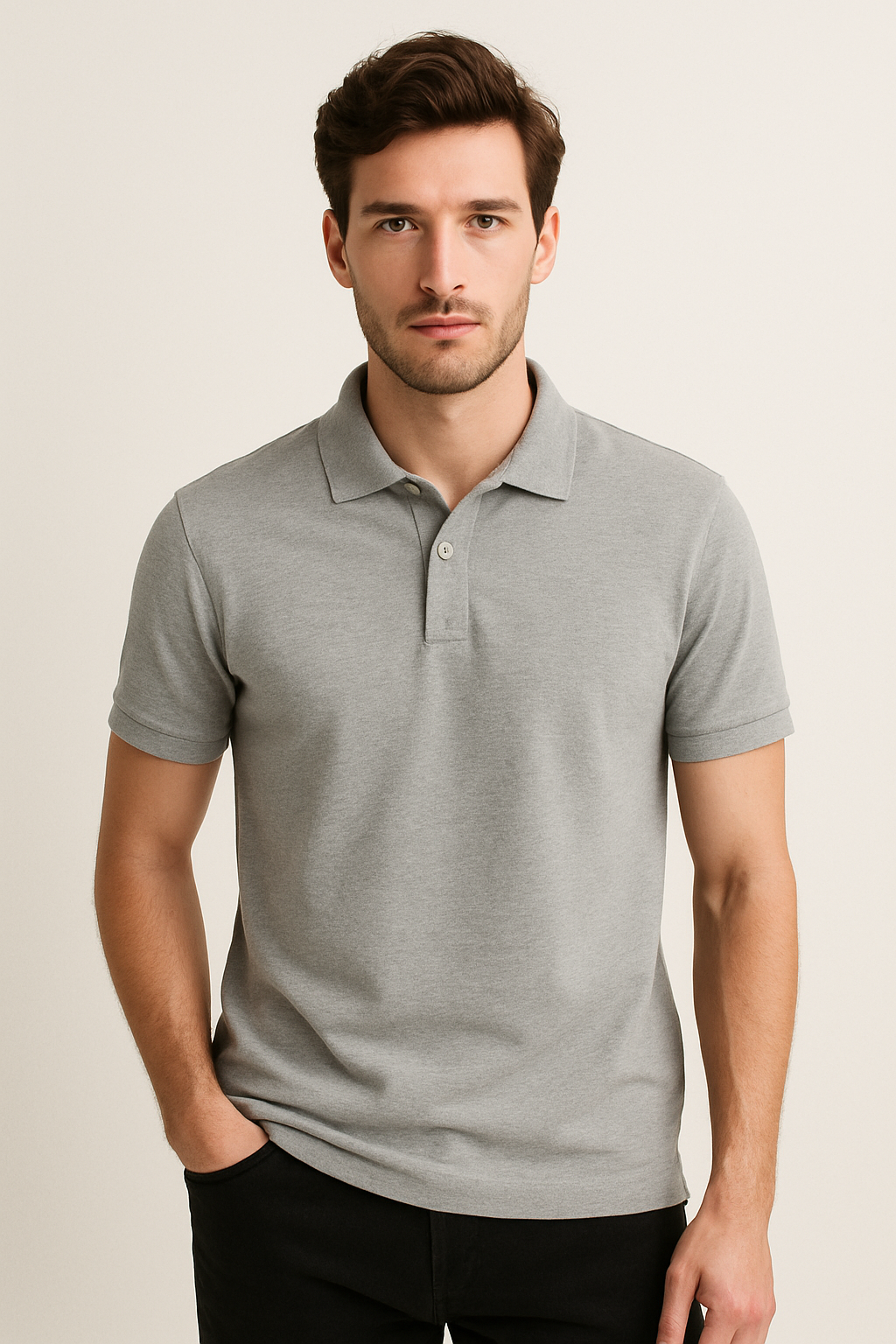 Plain Grey brown polo T-shirt