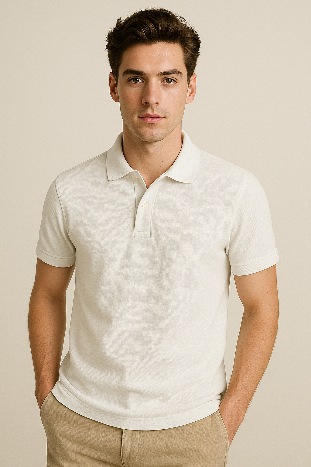 Plain white polo T-shirt