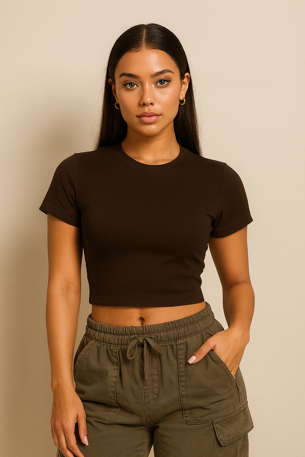 Plain Brown crop top