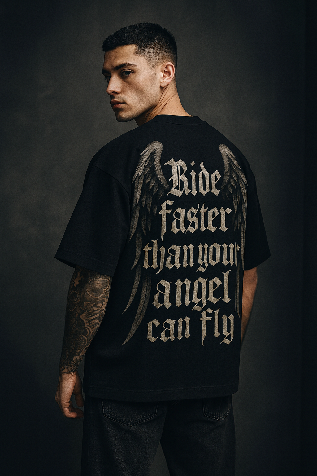 Faster than angel Oversized graphic tee