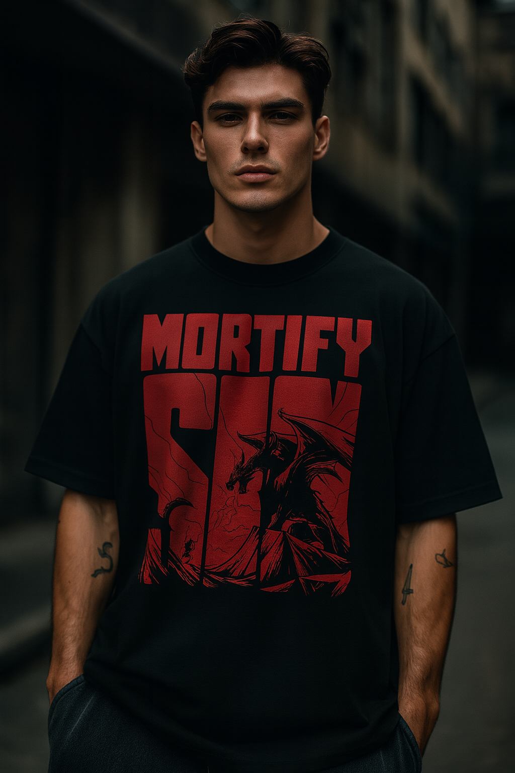 Mortify sin Oversized graphic tee